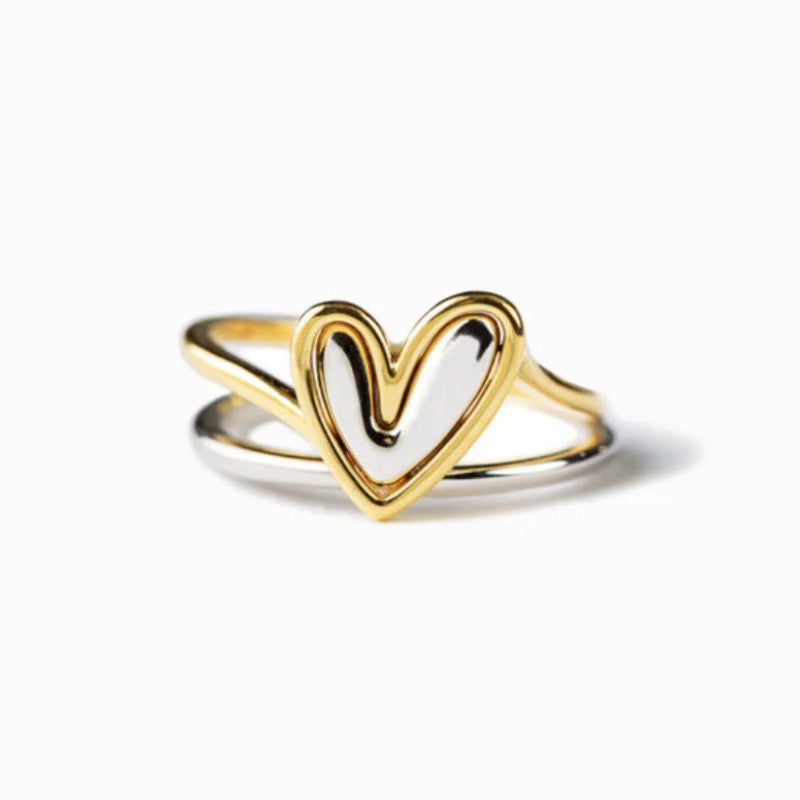 Bague 2 Cœur - Bague en argent 2 en 1 Amour