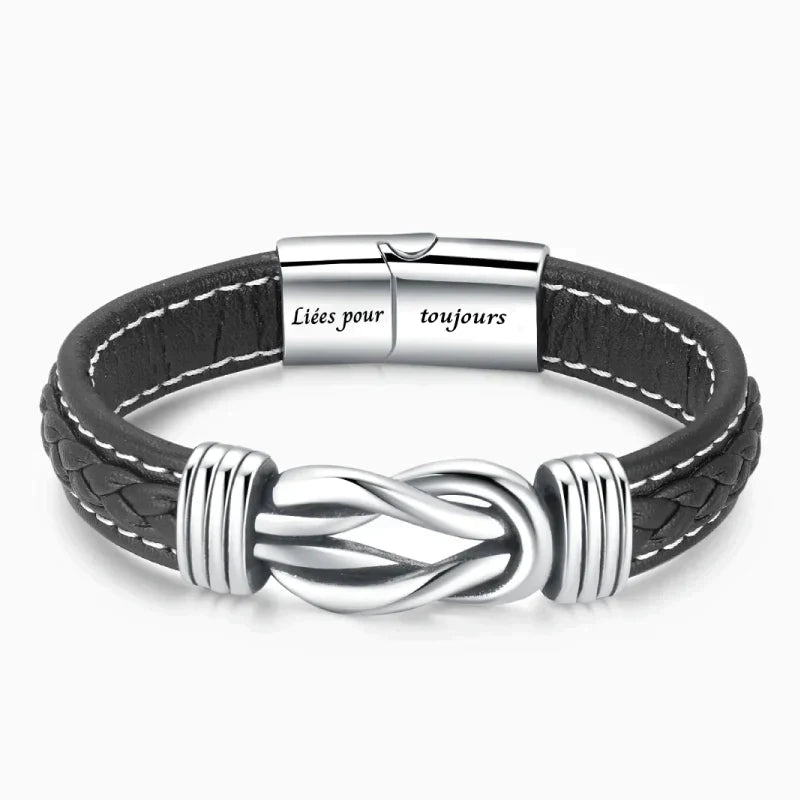 A ma Sœur - Liées pour toujours - Bracelet en cuir tréssé