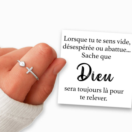 Dieu sera toujours là pour te relever - Bague en Argent 925