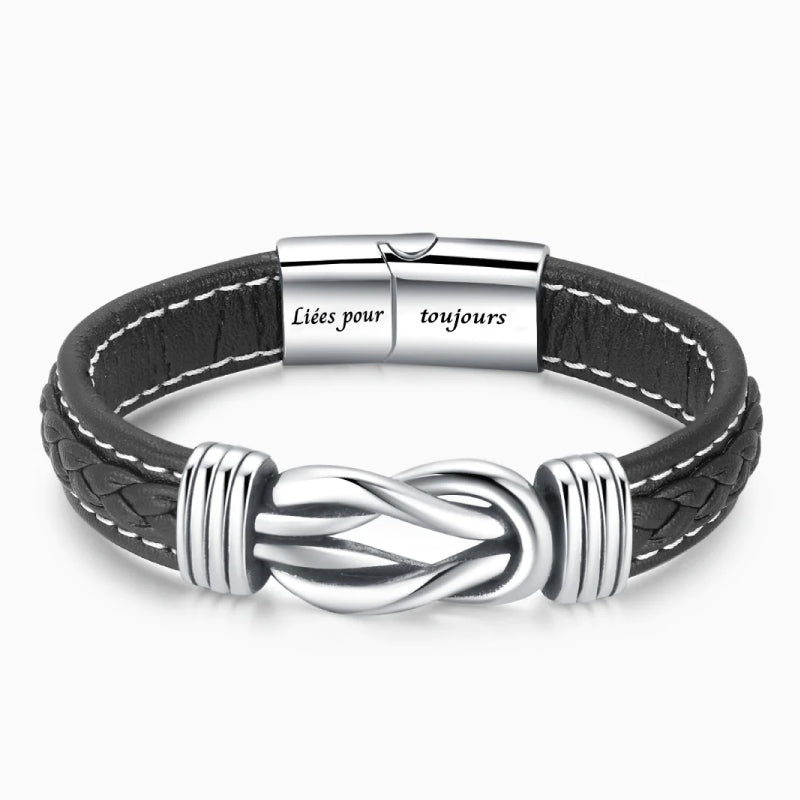 A ma Fille - Liées pour toujours - Bracelet en cuir tressé