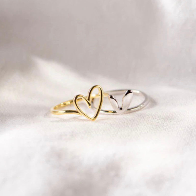 Bague 2 Cœur - Bague en argent 2 en 1 Amour
