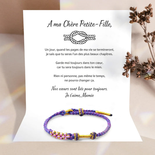 A ma Petite-Fille - Bracelet à Nœud Fleurs de Pêcher