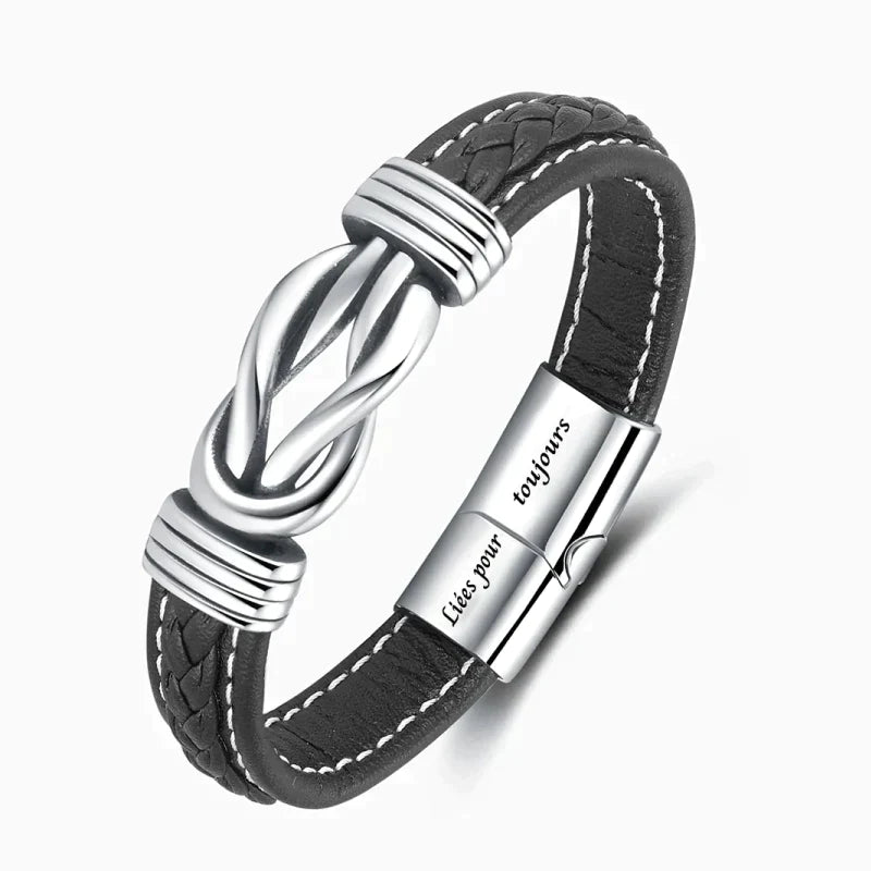 A ma Sœur - Liées pour toujours - Bracelet en cuir tréssé