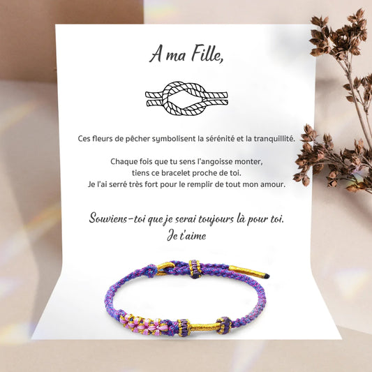 A ma Fille - Bracelet à Nœud Fleurs de Pêcher