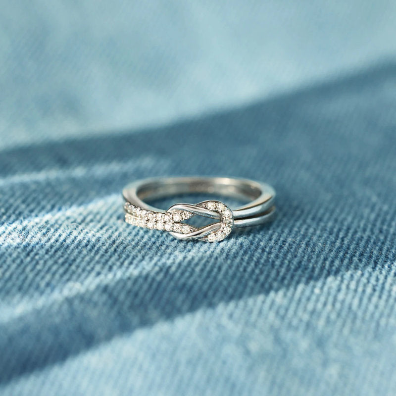 Amour entre Maman & Fille - Bague Nœud en Argent 925