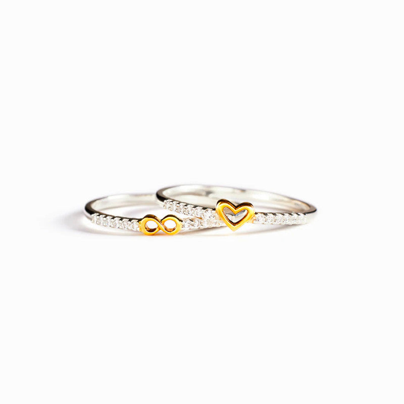 Bague Cœur infini - Paire de bagues en argent 925