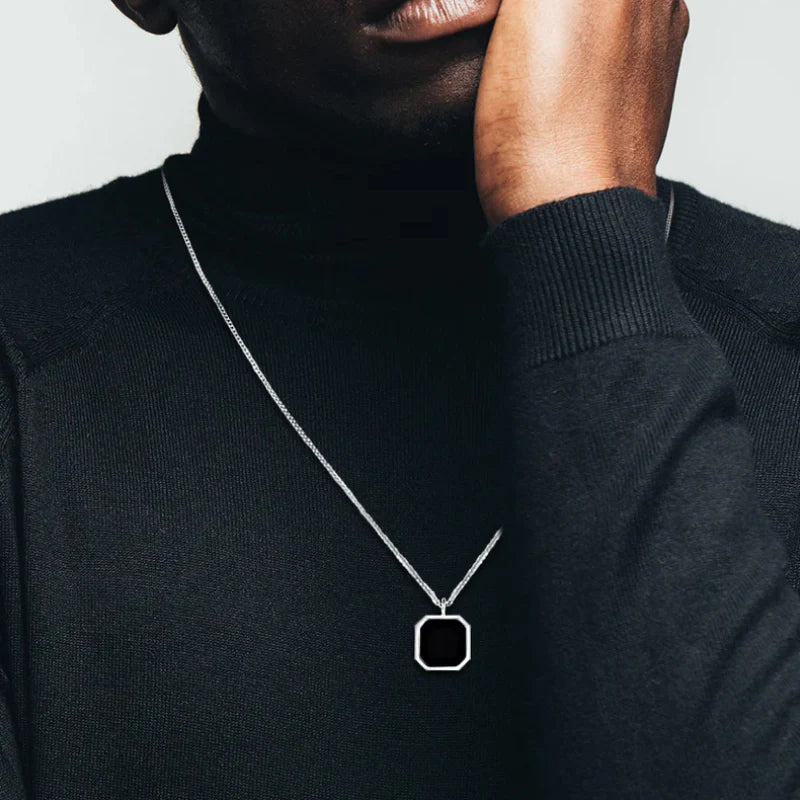 A mon Petit-Fils - Un Jour - Collier pour homme en Onyx Noir
