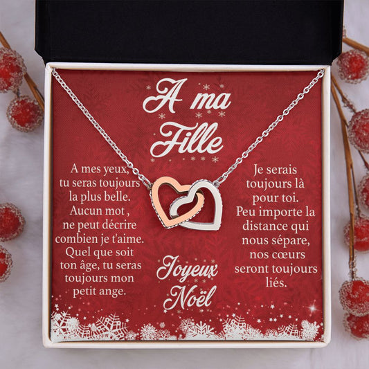 A ma Fille - Joyeux Noël - Collier Cœurs