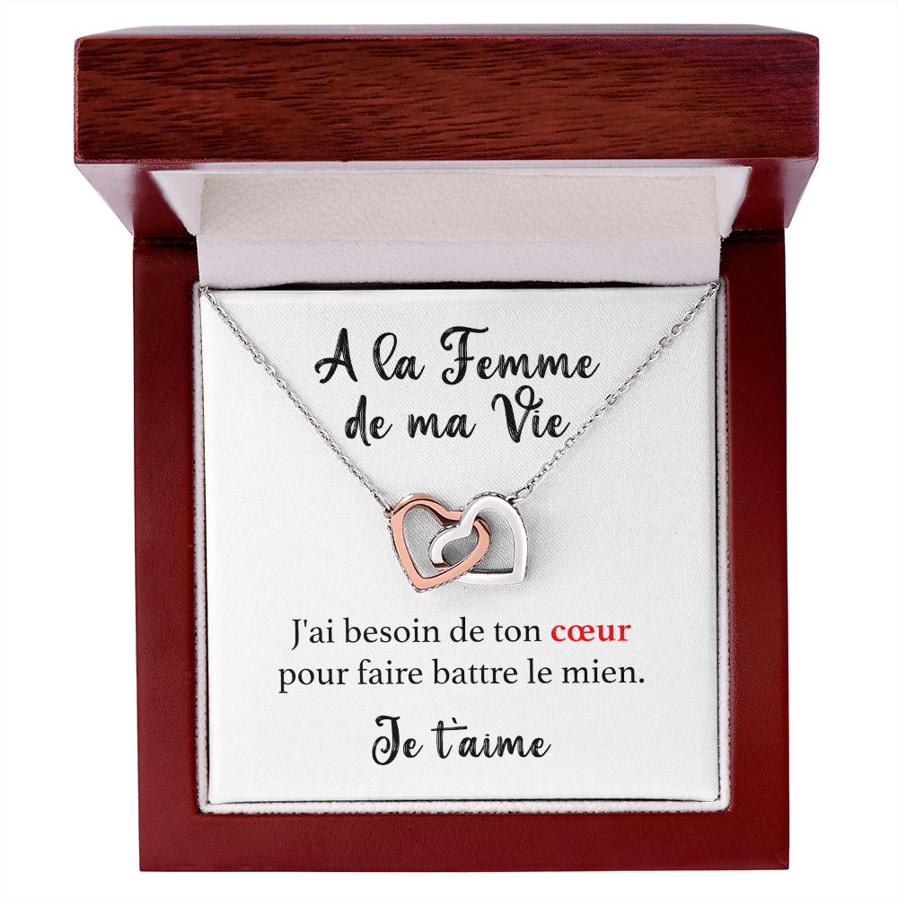 A la Femme de ma Vie - Collier Cœurs Enlacés